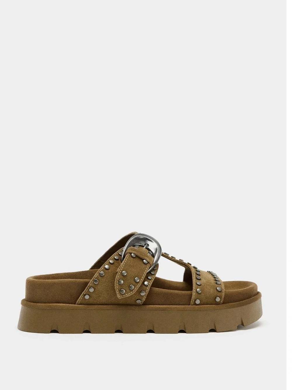 Zara Studded Split Suede Platform Sandal